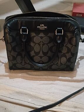 Coach Black Signature Dome Satchel with Silver Hardware